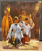 Spaanse school (XX) - Pareja de óleos religiosos de obispo y