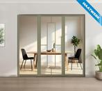 Enkele stalen taatsdeur met glaspaneel Olijfgroen 5 Vlaks He, Doe-het-zelf en Verbouw, Deuren en Horren, Nieuw, Metaal, Overige typen