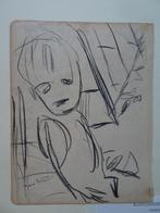 Originele tekening jongetje gesigneerd Jan Wiegers De Ploeg, Antiek en Kunst, Verzenden