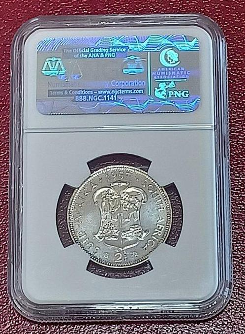 Zuid-Afrika. 2 Shilling 1957 - NGC PF65 - RARE MINTAGE 1,130, Postzegels en Munten, Munten | Europa | Niet-Euromunten