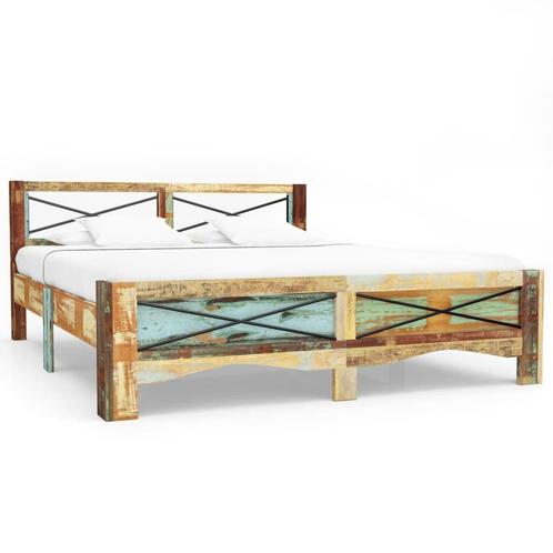 Vintage Bed 180x200 Gerecycled Hout | Retourdeal (bedframe), Huis en Inrichting, Slaapkamer | Bedden, 180 cm, 200 cm, Bruin, Gebruikt