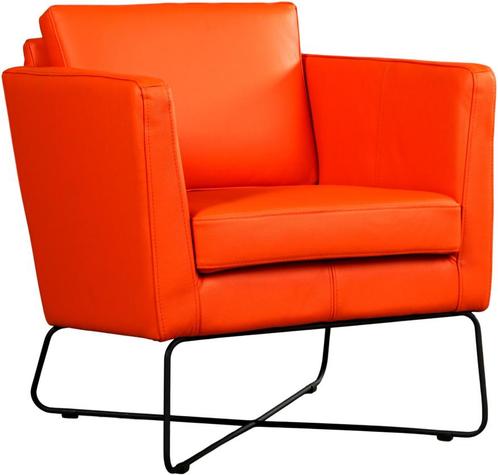 Oranje leren moderne design stoel - Toledo Leer Orange (oran, Huis en Inrichting, Fauteuils, 50 tot 75 cm, 75 tot 100 cm, Nieuw