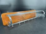 Authentieke mooie art-deco houten chromen kapstok - Hout