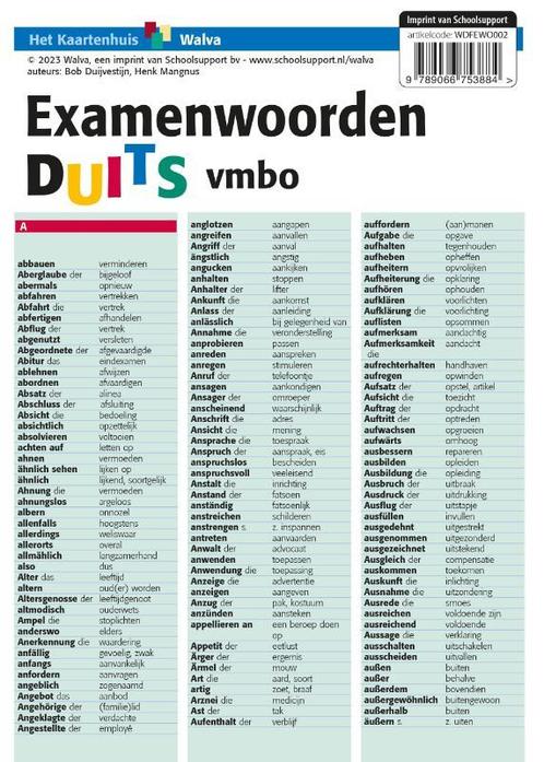 Taalkaarten Walvaboek - Examenwoorden Duits vmbo, Boeken, Schoolboeken, Zo goed als nieuw, Verzenden