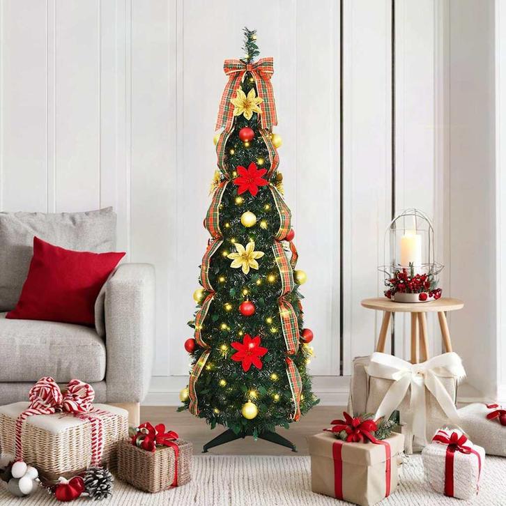vidaXL Kunstkerstboom met 100 LED met standaard Groen 150 cm, Diversen, Kerst, Nieuw, Verzenden
