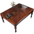 Werktafel of eetkamertafel met geweldig mooi doorleefd leer, Ophalen of Verzenden