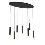 Design hanglamp zwart ovaal 7-lichts - Tuba, Nieuw, Overige materialen, Design, 75 cm of meer