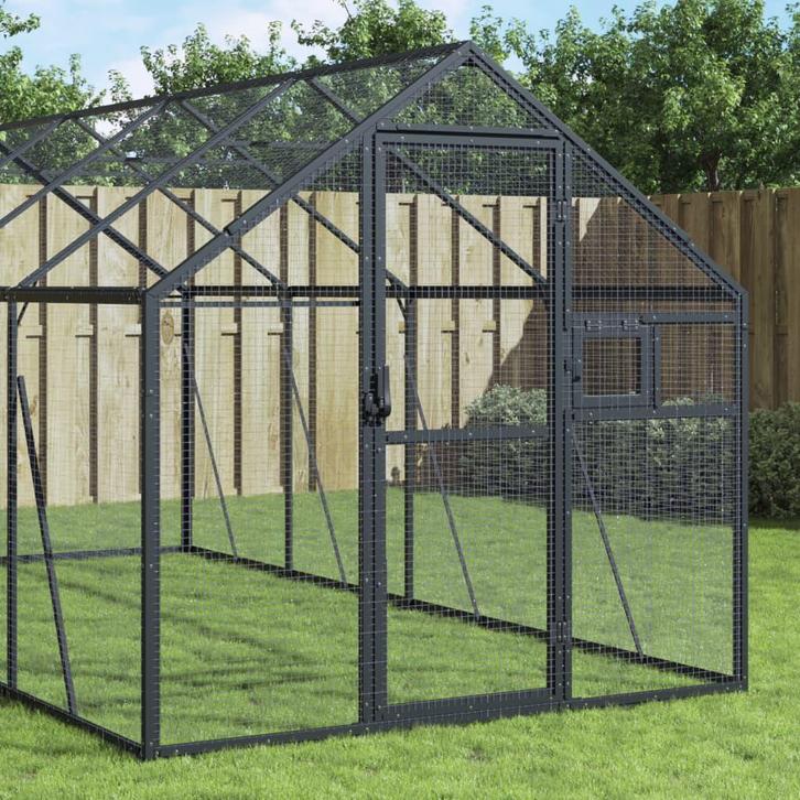 vidaXL Volière 1,79x8x1,85 m aluminium antracietkleurig, Dieren en Toebehoren, Overige Dieren-accessoires, Nieuw, Verzenden