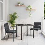 vidaXL Tuin Eetset 3 pcs Zwart Poly riet, Verzenden, Nieuw, Rotan