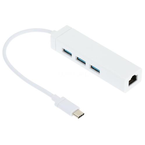 USB-C naar 3x USB-A hub & Fast Ethernet LAN, Computers en Software, Netwerk switches, Ophalen of Verzenden