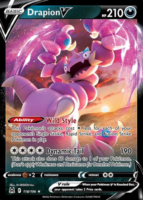 Drapion V 118/196 Lost Origin, Hobby en Vrije tijd, Verzamelkaartspellen | Pokémon, Losse kaart, Nieuw, Foil, Ophalen of Verzenden