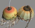 Lamp - metaal, messing, glas - Twee hanglampen