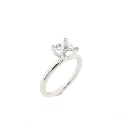 Witgouden Phlox ring gezet met Lemonquartz en diamant;..., Sieraden, Tassen en Uiterlijk, Ringen, Dame, Met edelsteen, Overige kleuren