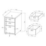 [en.casa] Bureaukast Kökar op wielen 48x28x41 cm grijs, Verzenden, Nieuw in verpakking