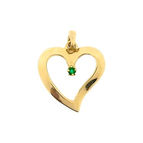 Gouden hart hanger met smaragd (kettinghanger met smaragd), Sieraden, Tassen en Uiterlijk, Bedels, Gebruikt, Overige merken, Goud