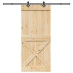 vidaXL Schuifdeur met beslag 100x210 cm massief grenenhout, Doe-het-zelf en Verbouw, Deuren en Horren, Verzenden, Nieuw