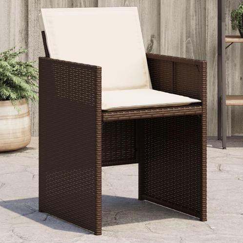 vidaXL Tuinstoelen 4 st met kussens poly rattan bruin, Tuin en Terras, Tuinstoelen, Nieuw, Rotan, Verzenden