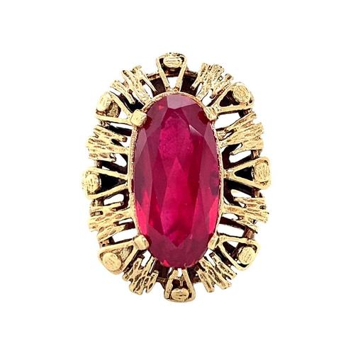 Gouden vintage ring met robijn 14 krt, Sieraden, Tassen en Uiterlijk, Ringen, Nieuw, Ophalen of Verzenden