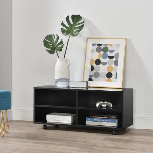 [en.casa] Opbergkast op wielen Barkarö 90x35x41 cm zwart, Huis en Inrichting, Kasten | Ladekasten, Nieuw, Verzenden
