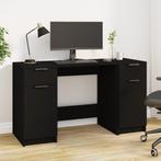vidaXL Bureau met bijzetkast bewerkt hout zwart, Verzenden, Nieuw