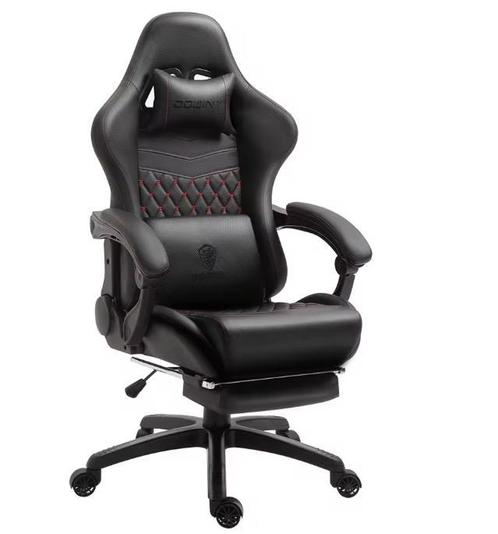 Verstelbare Gamingstoel – Vintage PU Leer – Met Voetsteun (6, Huis en Inrichting, Bureaustoelen, Bureaustoel, Zwart, Nieuw, Ergonomisch