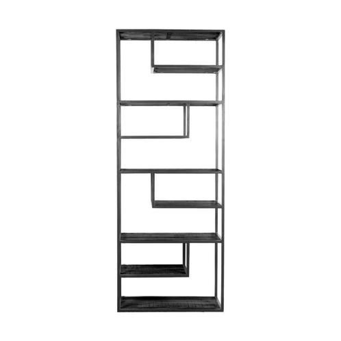 Vakkenkast Huub Zwart Mangohout 210 x 80 cm - Roomdivider, Huis en Inrichting, Kasten | Overige, Nieuw, Verzenden