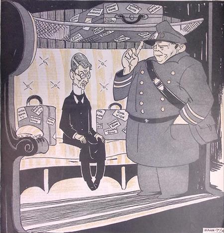 Schussniggs reis naar Rome op spotprent (lijst optie), Antiek en Kunst, Kunst | Litho's en Zeefdrukken, Verzenden