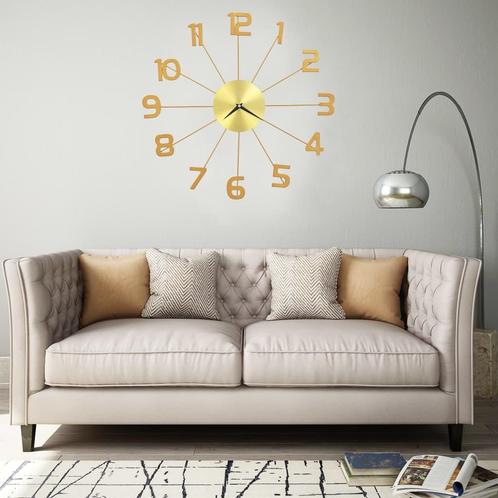 vidaXL Wandklok 50 cm metaal goudkleurig, Huis en Inrichting, Woonaccessoires | Klokken, Nieuw, Verzenden