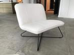 Leren fauteuil zonder armleuning met kruisframe - wit leer -, Nieuw, Ophalen of Verzenden, 75 tot 100 cm, Industrieel