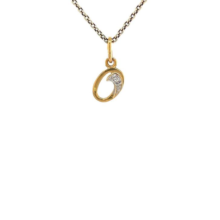 Gouden vintage letter O hanger met diamant 14 krt, Sieraden, Tassen en Uiterlijk, Kettinghangers, Nieuw, Ophalen of Verzenden