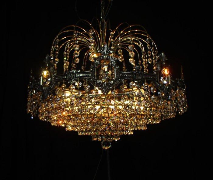 Kroonluchter - Kristal, Messing, Brons - Groot bronzen, Huis en Inrichting, Overige Huis en Inrichting