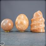 Natuurlijk perzikmaansteen-set – Bal, ei en vlam in warme