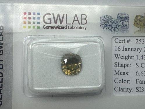 1 pcs Diamant (Natuurlijk gekleurd) - 1.43 ct - Cushion -, Sieraden, Tassen en Uiterlijk, Edelstenen