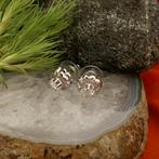 18 Krt. Witgouden entourage oorstekers met diamant | 1,20..., Sieraden, Tassen en Uiterlijk, Oorbellen, Gebruikt, Overige kleuren