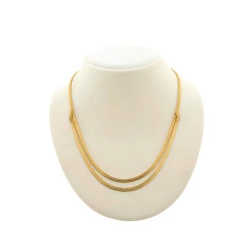 Gouden omega collier | 43 cm (slangenketting, omegaschakel), Sieraden, Tassen en Uiterlijk, Kettingen, Overige kleuren, Gebruikt