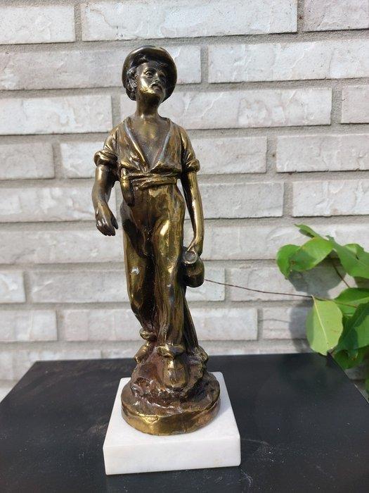 Beeld, Boerenkoppel - 24 cm - Metaal, Antiek en Kunst, Curiosa en Brocante