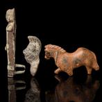Oud-Romeins Collectie van drie bronzen artefacten - Herm,, Antiek en Kunst