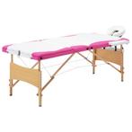 vidaXL Massagetafel inklapbaar 3 zones hout wit en roze, Sport en Fitness, Massageproducten, Verzenden, Nieuw