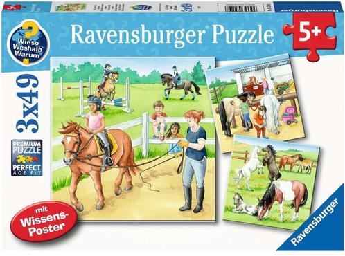 Een Dag op de Manege Puzzel (3 x 49 stukjes) | Ravensburger, Kinderen en Baby's, Speelgoed | Kinderpuzzels, Nieuw, Verzenden