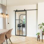 Stalen Schuifdeur - Zwart - 4 Vlaks rond - Helder glas, Doe-het-zelf en Verbouw, Kozijnen en Schuifpuien, 75 tot 150 cm, Nieuw