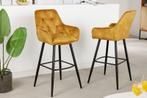 Design barkruk MILANO mosterdgeel fluwelen barstoel met, Huis en Inrichting, Barkrukken, Ophalen of Verzenden, Nieuw