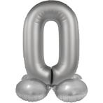 0 Jaar Cijfer Ballon Zilver 41cm, Hobby en Vrije tijd, Nieuw, Verzenden