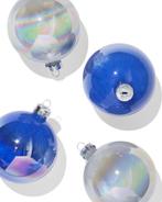HEMA Kerstballen set 8.5cm glans zilver-blauw - 4 stuks, Diversen, Kerst, Verzenden, Nieuw