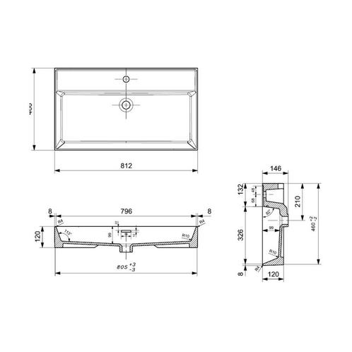 Wastafel AQS Cloud Zonder Kraangat 80x46,6 cm met Overloop, Doe-het-zelf en Verbouw, Sanitair, Ophalen of Verzenden