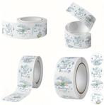 Sluitstickers baby blauw groen grijs olifantje rond etiket, Ophalen of Verzenden, Nieuw