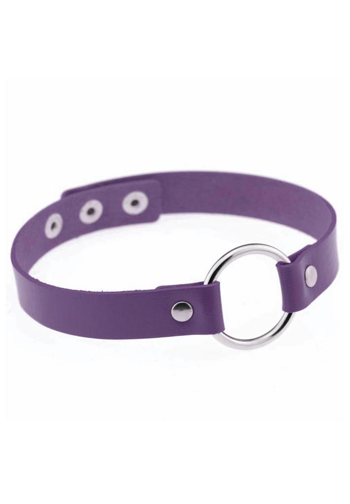 Choker Paars Ring Pu Leer Collar Ketting Halsband Paars, Sieraden, Tassen en Uiterlijk, Kettingen, Paars, Nieuw, Verstelbaar, Kunststof