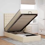 vidaXL Ottoman bed met matras 90x190cm stof crèmekleurig, 90 cm, Eenpersoons, Verzenden, Nieuw