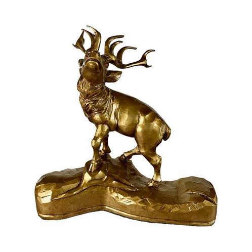 sculptuur, Cerf au brame - 43 cm - Hout, Antiek en Kunst, Curiosa en Brocante