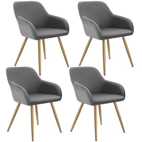 Eetkamerstoel Marilyn, koordlook, gestoffeerd - grijs/goud,, Huis en Inrichting, Stoelen, Verzenden