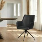 Leren draaibare eetkamerstoel Wave - Granada Black (zwart), Ophalen of Verzenden, Nieuw, Leer, Bohemian, Eigentijds, Industrieel, Modern, Scandinavisch